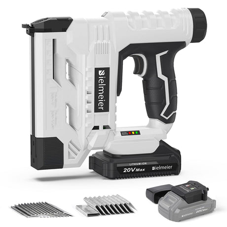 BIELMEIER 20V Nail Gun Battery Powered 18 Gauge, 2-in-1 Cordless Brad Nailer Stapler for Carpentry and Upholstery, 2.0Ah Electric Staple Gun Include Battery, Charger, 1600Pcs Staples and Nails BIELMEIER