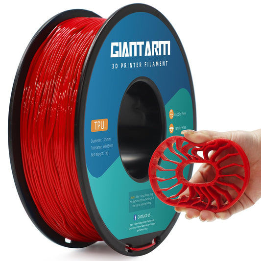 GIANTARM Red TPU Filament, 95A TPU Filament 1.75mm, Dimensional Accuracy +/- 0.03, Flexible Soft 3D Printer Filament 1kg Spool(2.2 lbs), Vacuum Packaging - WoodArtSupply