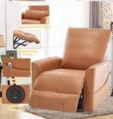 Power Swivel Recliner Chair with Massage Heat USB Port, Extra Wide Lay Flat Recliners Massaging Chair, Oversized Electric Leather Recliner Chair for Adults, Orange KCQ