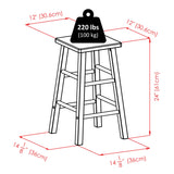 Winsome Carrick Counter Stool, 24In Height, Solid Wood, Walnut Finish Winsome