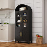 PAOFIN 73" Metal Tall Arched Kitchen Pantry Cabinet, Modern Farmhouse Kitchen Storage Cabinets with 3 Adjustable Shelves, Versatile Cupboard for Kitchen, Dining Room, Black PAOFIN