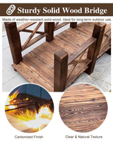 ZIMGOD Wood Garden Bridge Decor, Small Pond Bridge 1.4m/4.6ft, Arc Pond Walkway for Outside Backyard Patio, Rustic Garden Footbridge Landscaping ZIMGOD