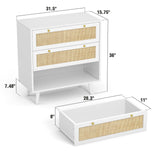 Anmytek Dresser for Bedroom with 3 Drawers, Modern Wood 3 Drawer Dresser, White Chest of Drawer with Spacious Storage Rattan Dresser for Bedroom Living Room H0072 Anmytek