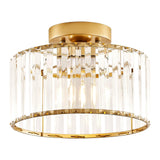 VIOLOEMI Crystal Gold Semi Flush Mount Ceiling Light Modern Hallway Light Fixture Metal Close to Ceiling Lamp for Kitchen Living Room Bathroom Entryway Bedroom(10.63 inch) VIOLOEMI