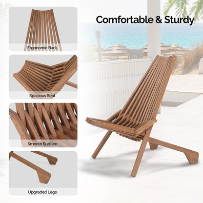 VINGLI FSC Acacia Wood Folding Outdoor Chairs Set of 2,Weather-Resistant Wooden Folding Chairs Patio Chair Furniture Comfy Adirondack Chairs Lounge Chair for Deck Fire Pit Porch Camping,Up to - WoodArtSupply