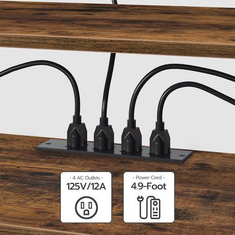 HOOBRO TV Stand with Power Outlets to 65 Inches, TV Console Table with Open Storage Shelves, Industrial Media Entertainment Center for Living Room Bedroom, Rustic Brown and Black BF40DS01 HOOBRO