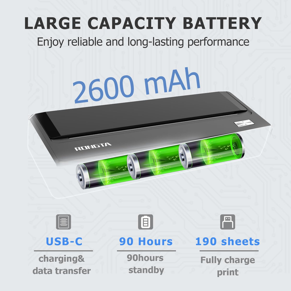 Rongta Portable Printer Wireless for Travel, Bluetooth Thermal Printer, 300DPI Inkless Support 8.5" X 11" US Letter Legal, A4 A5 Thermal Paper, Compatible with Android iOS Phone Laptops Rongta