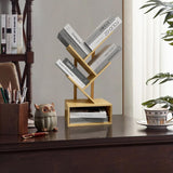 Bamboo 4 Tree Bookshelf Small Bookcase Free Standing Wood Bookcase for Narrow Space Modern Book Storage Rack for Books/Movies/CDs Narrow Display Rack for Living Room Home Office (Bamboo, 4-Tier) Sholramo