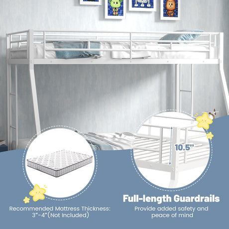 KOMFOTT Twin Over Full Bunk Bed with Trundle, Heavy-Duty Metal Bunk Bed Frame with Guardrail & 2 Ladders, Space-Saving Bunk Bed for Kids/Teens/Adults, No Box Spring Needed KOMFOTT