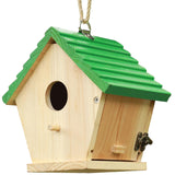 STARSWR Bird House Outside Bluebird House for Outside Clearance, Hanging Birdhouse,Cardinals Wooden Birdhouse with Green Top STARSWR