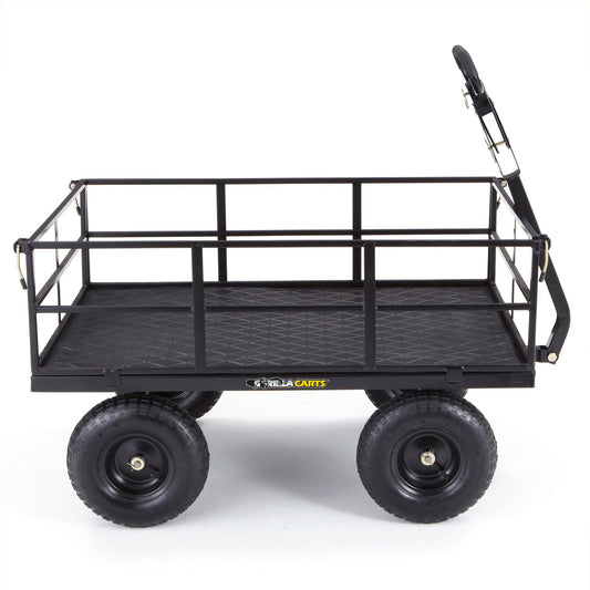 Gorilla Carts Heavy Duty Utility Cart, All Terrain Garden Wagon, 1200 Lb, Black