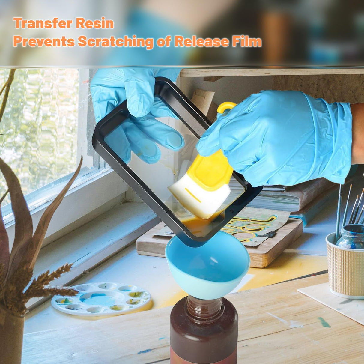 Asbrot 7Pcs UV Resin 3D Printer Must-Have Tool, Silicone Spatula, Scraper, Brush for Resin Transfer Cleaning and Protect Release FEP Film Vat Tank, 3D Printer Accessories Asbrot