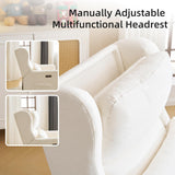 Rhevoy Oversized Swivel Rocker Recliner Chair, 26" Extra Wide Glider Nursery Chair with Adjustable Headrest, Chenille Power Recliner Rocking with Double Cushion, Cup Holder, White Rhevoy