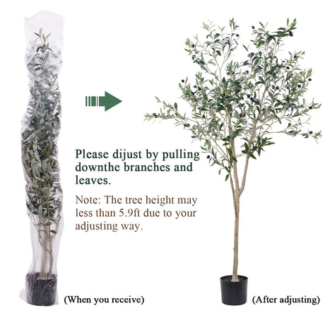 Hobyhoon Artificial Olive Tree, 6FT Tall Faux Silk Plant Artificial Tree in Potted Oliver Branch Leaves and Fruits for Modern Home Decor Indoor Hobyhoon