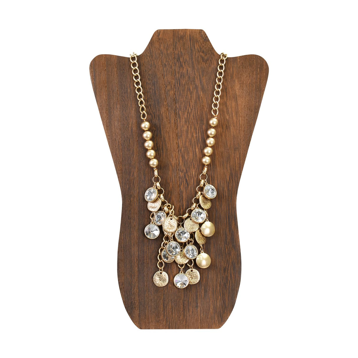 MOOCA Foldable Wooden Easel Necklace Display for Larger Necklaces, Portable Jewelry Organizer with Curved Top Design, Brown Color MOOCA