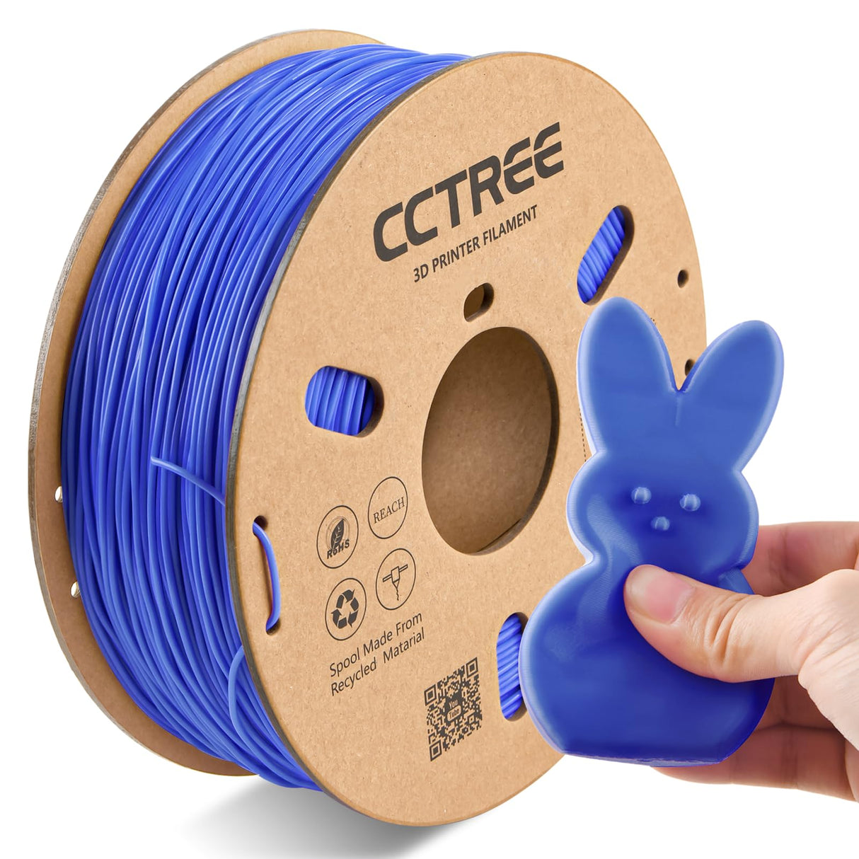 CCTREE TPU Filament 1.75mm, 1kg Spool (2.2 lbs), Flexible 3D Printer Filament, Shore Hardness 95A, High Elasticity & Impact Resistance, Dimensional Accuracy ±0.03mm, Blue CCTREE