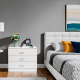Karl home White 3 Drawer Dresser for Bedroom, Small Nightstand Modern Storage Chest of Drawer Wooden Side Table End Table for Bedroom, Living Room, Reception Room Karl home