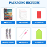 RICUVED Diamond Art Kits for Adults, Landscape Diamond Painting Kits for Beginners, Seaside Road Car DIY 5D Full Round Drill Gem Crystal Rhinestone Art and Craft Kit for Gift Home Wall Decor 30x40cm RICUVED