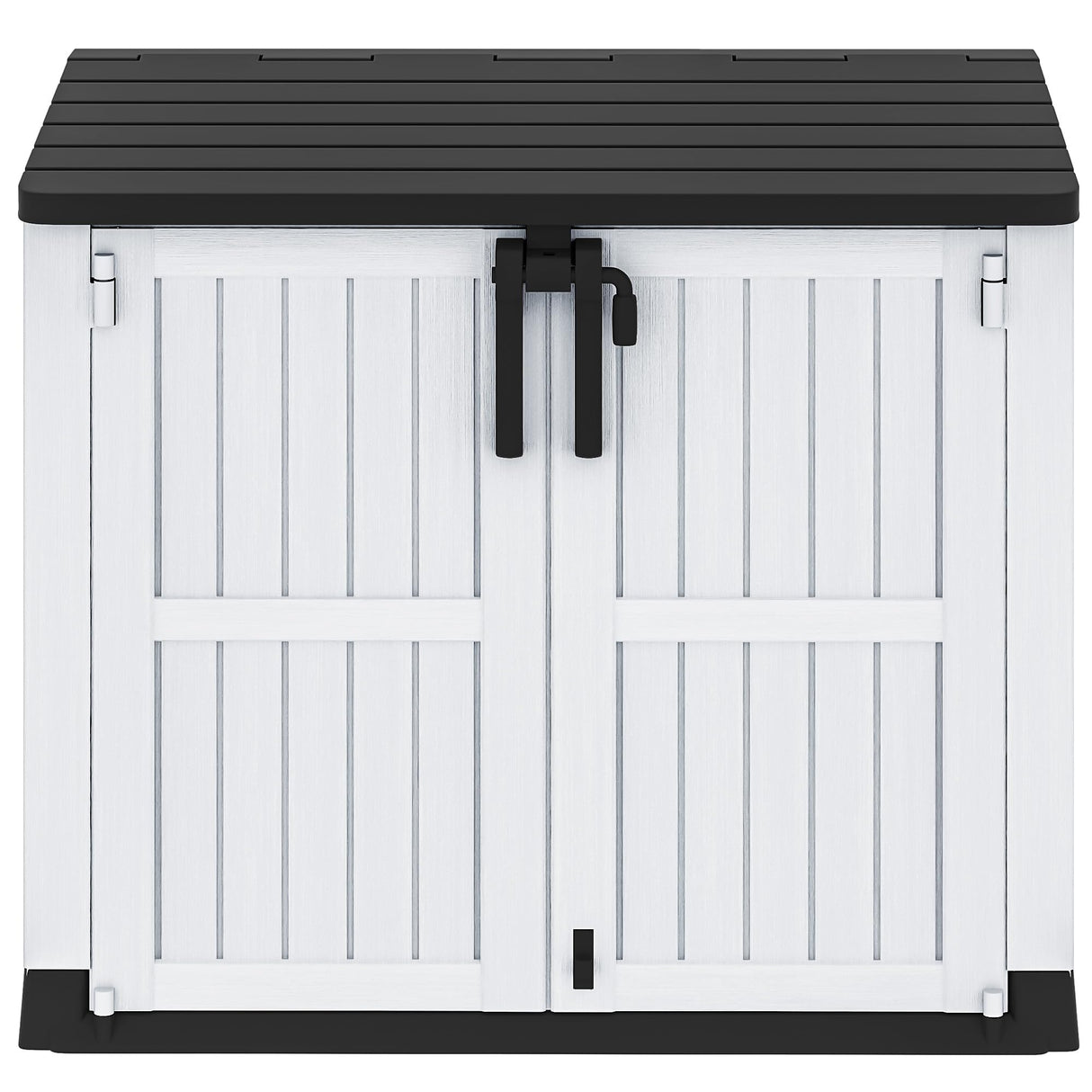 DWVO 36 cu ft Tool Storage Shed, Storage for Bakcyard, Patio, and Garden, Resin Plastic Shed with Sloped Lid, Lockable Door, and Wood Grain Finish, Light Gray DWVO