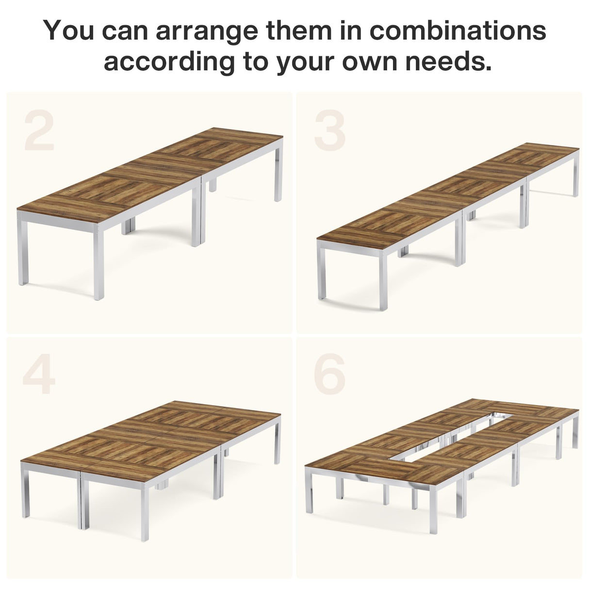 Tribesigns 6.5FT Conference Table for 8-10 People, 78 inch Large Rectangular Meeting Table with Mirrored Metal Legs, Modern Boardroom Desk Seminar Training Desk for Office Conference Room Tribesigns