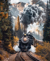 F-CANLAN Round Full Drill Diamond Painting Kit, 5D DIY Train Diamond Dots Arts Crafts Set Forest Train Crystal Crafts Dots with Diamond Adult Children Rhinestone Diamond Art Room Decor (12X16 inches) F-CANLAN