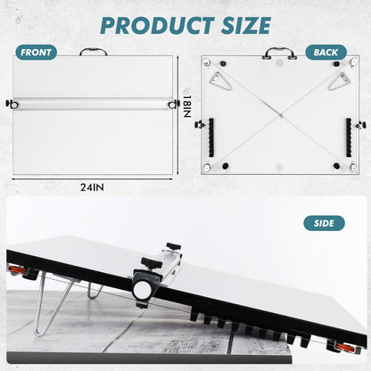 Affrolling Portable Drafting Board Drawing Board for Artists Designers Easily Adjustable Drafting Table with Ruler and Parallel Motion Bar Architecture Tool for Drawing Sketching Painting(18" X 24")