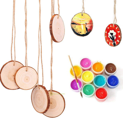 Wood Slices TICIOSH Craft Unfinished Wood kit Predrilled with Hole Wooden Circles for Arts Wood Slices Christmas Ornaments DIY Crafts 30 Pcs 2.7-3.1 inches