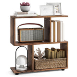 LOKO 3-Tier Geometric Bookshelf, S-Shaped Open Bookcase, Freestanding Decorative Storage Shelving, Home Storage Organizer for Living Room, Bedroom, Home Office (1, Rustic Brown) LOKO