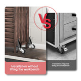 Workbench Stepdown Caster, 600 Lbs Casters Wheels Set of 4 Heavy Duty Steel, 2.5" All Steel Construction Urethane Wheel with Screws & Screwdriver DOZAWA