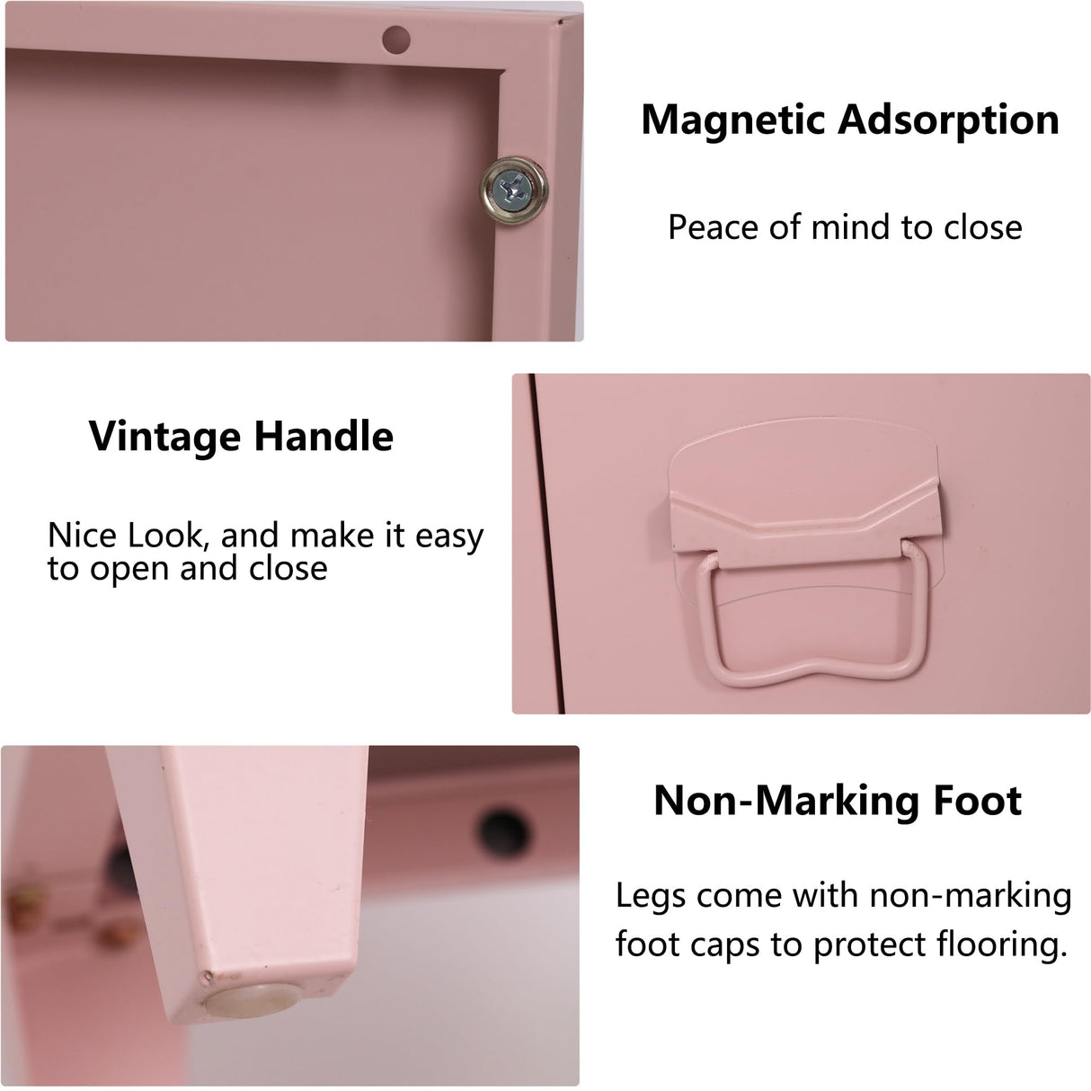 MIOCASA TV Stand Metal TV Table with Storage Steel 3 Door Locker Cabinet for Living Room (Pink) MIOCASA