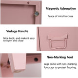 MIOCASA TV Stand Metal TV Table with Storage Steel 3 Door Locker Cabinet for Living Room (Pink) MIOCASA