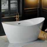 Empava 67" Acrylic Freestanding Bathtub Soaking SPA Tub Modern Stand Alone Bathtubs in White SA1518 Empava