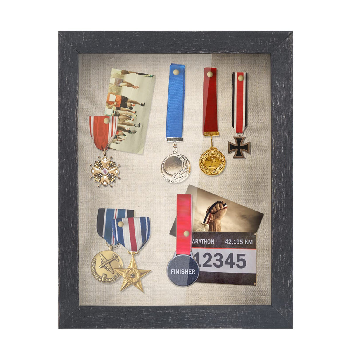 Love-KANKEI Shadow Box Frame 8x10 Shadow Box Display Case with Linen Back Memorabilia Awards Medals Photos Memory Box Gift Rustic Black Love-KANKEI