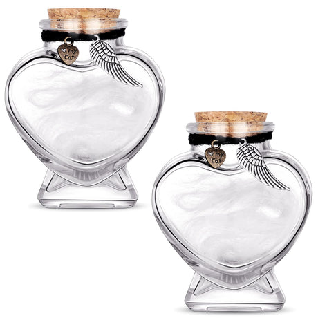 Eaasty 2 Sets Memorial Bottle for Pet Hair, Pet Fur Keepsake Fur Memorial, Clear Dog Cat Fur Keepsake, Pet Urn Glass Bottles with Cork Stopper(Cat) Eaasty