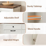 AHB 13 Gallon Tilt Out Trash Cabinet Free Standing Trash Bin Holder Recycling Cabinet with Hideaway Drawers, Pet Proof Garbage Can Cabinet for Kitchen Living Room, White AHB