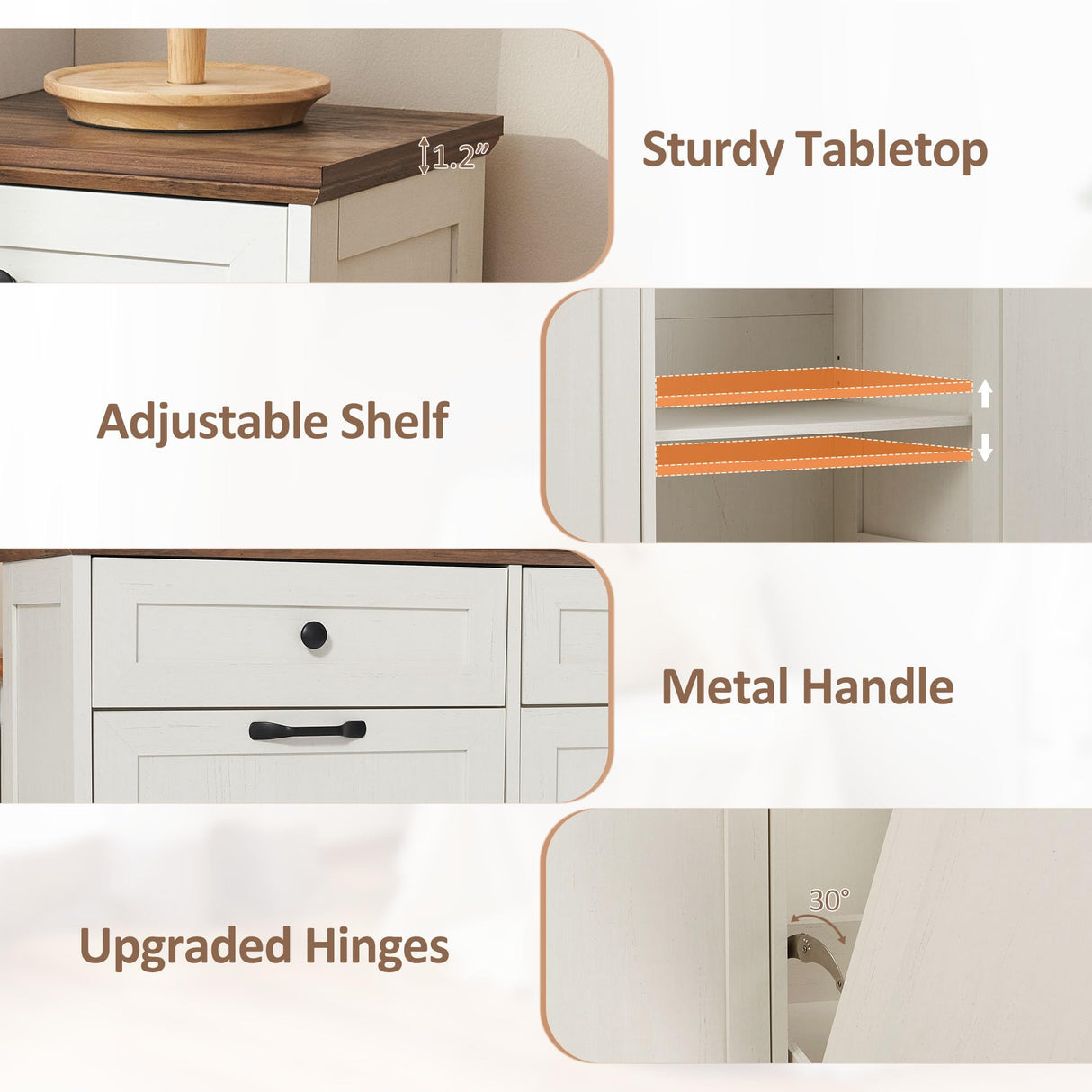 AHB 13 Gallons Tilt Out Trash Cabinet Free Standing Kitchen Trash Can Cabinet Recycling Garbage Cabinet with Hideaway Drawers, Pet Proof Trash Can Holder for Kitchen Living Room, Antique White AHB