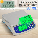Large Digital Kitchen Scale 30KG Commercial Food Scale 66LB for Baking Bread Meat Stainless Steel Price Computing Scale LCD Display,Prep Counting Scale for Parts and Coins Adapter Included RUJIXU