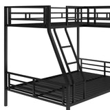 Merax L-Shaped Twin Over Triple Bunk Bed with Desk Ladder and Full Length Guardrails, Metal, Black Merax