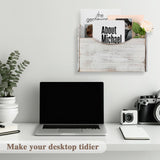 Suzile Wall Mounted File Holder Wood Magazine Holder Wall Hanging File Organizer for Office Mail Magazine Letter Paper Folder Organization(White) Suzile