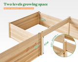 AMERLIFE 12x12x2 FT Wooden Raised Garden Bed, H-Shaped Planter Box with Double-Layer Design, 180 Cu. Ft Capacity for Outdoor Patio & Backyard AMERLIFE