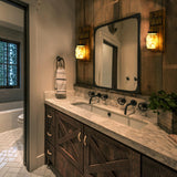 Iowuee Wall Candle Sconces Set of 2, Wall Candle Holder Rustic Home Decor, Farmhouse Wall Mounted Wooden Candle Holders with Lights, Wall Decorations for Bedroom, Living Room, Kitchen, Bathroom Iowuee