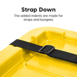 IRIS USA 12 Gallon Heavy Duty Truck Bed Toolbox Storage Tote Bins with Lids, 4 Pack - Made in USA, Tough Snap On Lockable Lid Stackable Industrial Rugged Tubs, Garage Organization Box - Black/Yellow Iris Ohyama