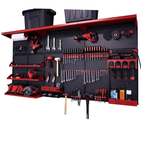 OmniWall Weekend Warrior XL Metal Pegboard Wall Organization System (Black/Red) OmniWall