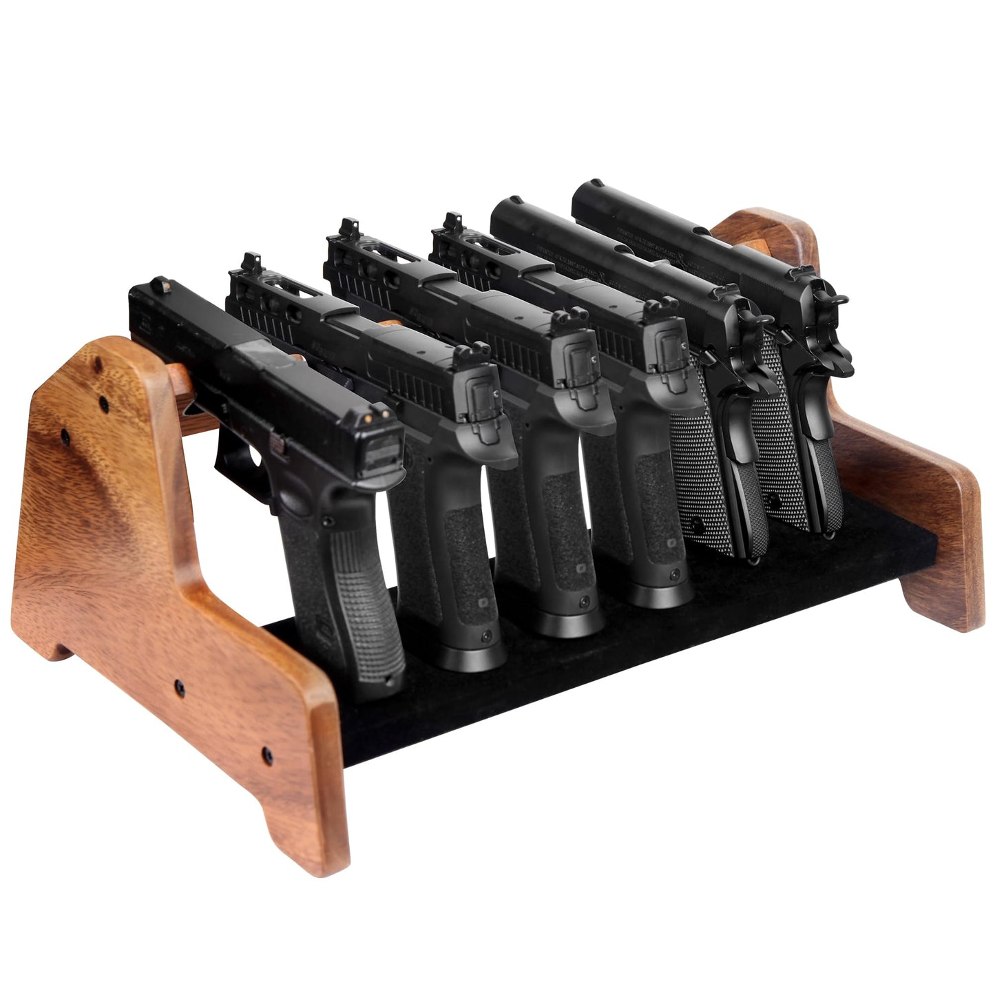 simesove Walnut Wood Pistol Rack Gun Rack, Gun Safe Pistol Storage, Gun Safe Accessories Organizer, 6 Pistol Rack Holder with Carpeted - WoodArtSupply