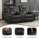 EBELLO Home Theater Seats, Faux Leather Movie Daul Recliner Chair with Console, Power Gaming Loveseat Sofa with Cup Holders and USB Charge EBELLO