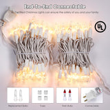 Meteds Christmas Lights 50 Count Clear Mini Lights White Wire UL Certified Connectable Warm White String Lights for Christmas Decor Meteds