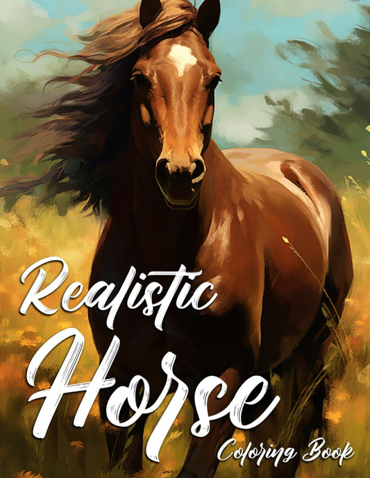 Realistic Horse Coloring Book: Immerse in the Beauty of Horses Coloring Pages Relaxing Landscapes & Detailed Animals Illustrations for Equine Enthusiasts, Adults Relaxation