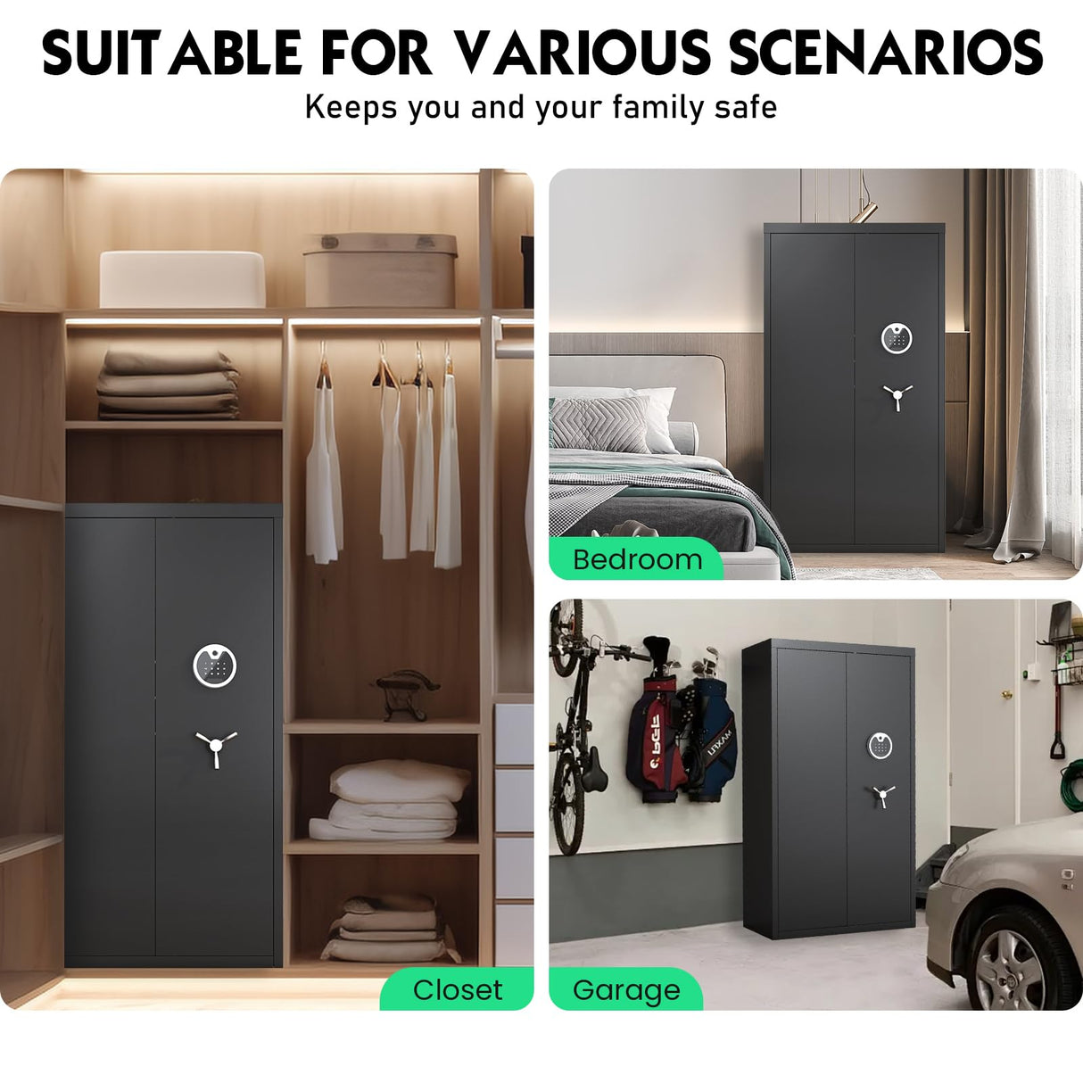 Luzfuego 30-40 Gun Safe, 54" Biometric Gun Safe for Rifles and Shotguns, Large Gun Cabinet for Rifles and Pistols with LCD Keypad & Adjustbale Shelves, Unassembled Rifle Safe for Home Luzfuego