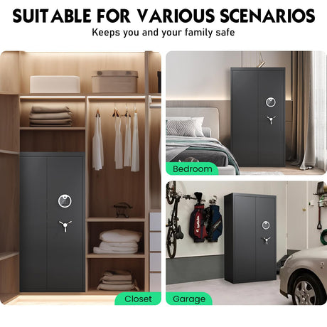 Luzfuego 30-40 Gun Safe, 54" Biometric Gun Safe for Rifles and Shotguns, Large Gun Cabinet for Rifles and Pistols with LCD Keypad & Adjustbale Shelves, Unassembled Rifle Safe for Home Luzfuego