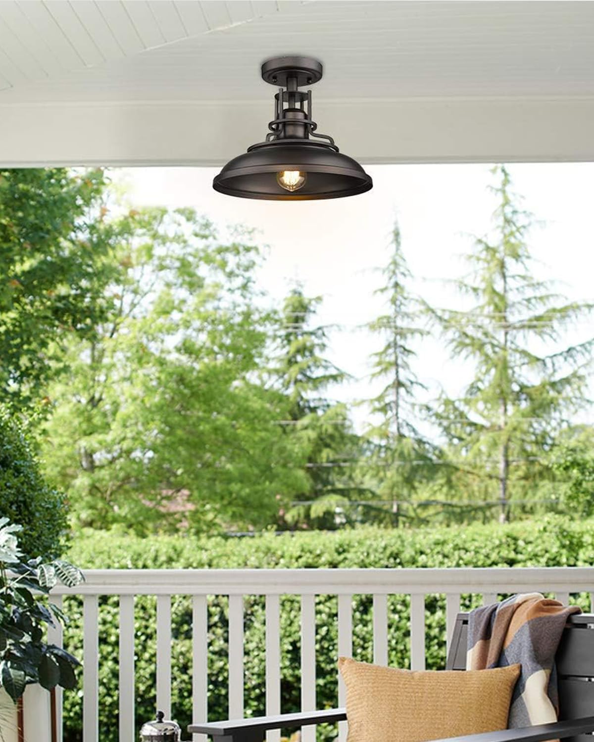FEMILA 1-Light Semi Flush Mount Light Fixture, 12 inch Farmhouse Ceiling Light Fixture for Hallway, Porch, Laundry, Foyer, Oil Rubbed Bronze Finish, 4FY15-F ORB FEMILA